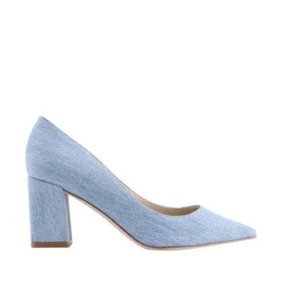 Marc Fisher ZALA BLOCK HEEL POINTY TOE PUMP - Light Blue Denim- size 6.5 - Picture 8 of 10
